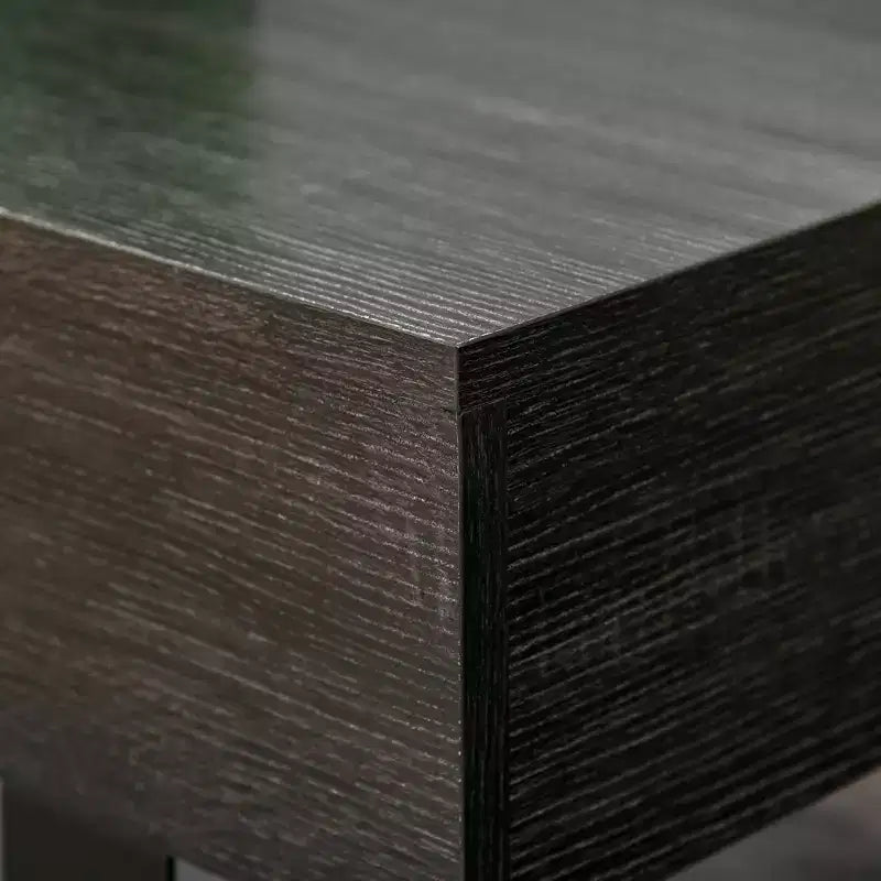 Table Basse Rectangulaire Marron avec Tiroir de Rangement, Piètement Luge en Métal, Places Assises pour 1