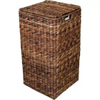 Panier à linge carré en abaca tressé main Espresso, 1 personne