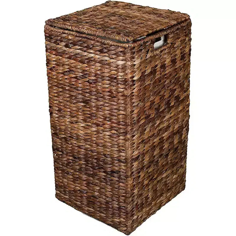 Panier à linge carré en abaca tressé main Espresso, 1 personne