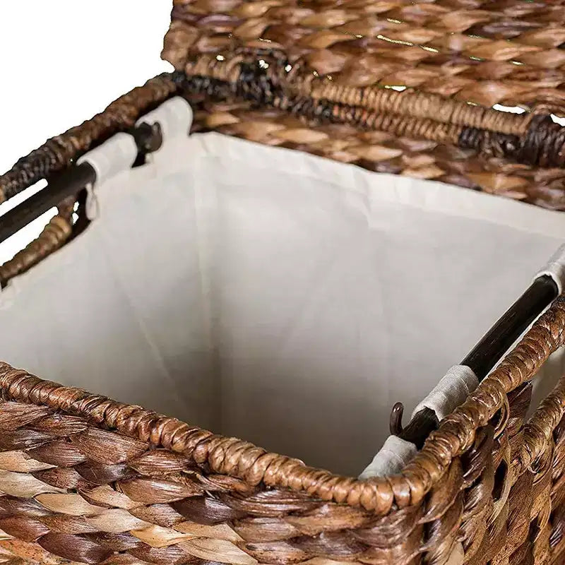 Panier à linge carré en abaca tressé main Espresso, 1 personne