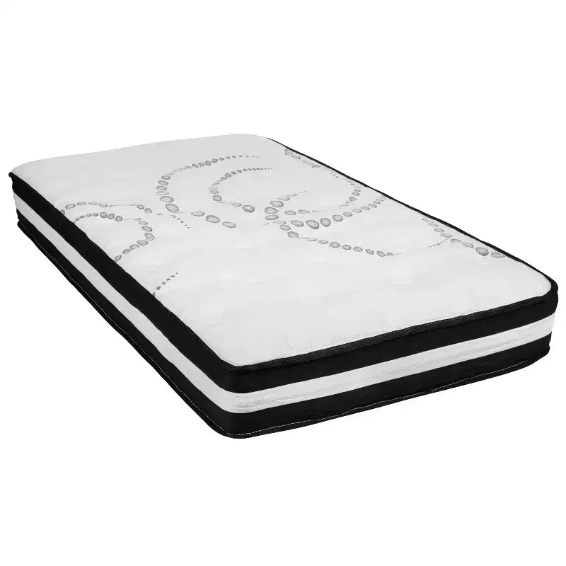 Lit plateforme capitonné gris à boutons avec matelas 10 po, double, 1 personne