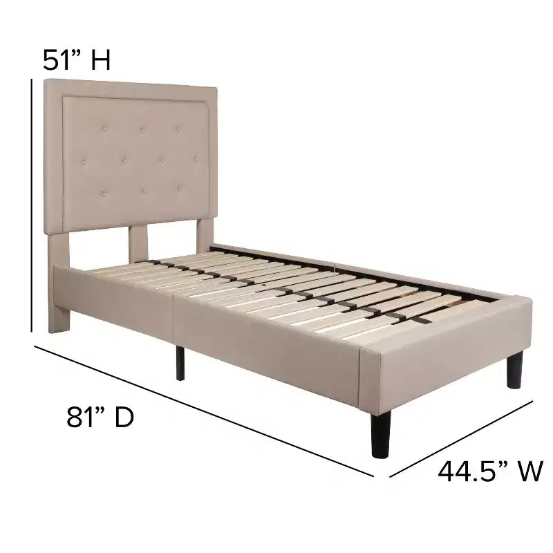 Lit plateforme capitonné gris à boutons avec matelas 10 po, double, 1 personne