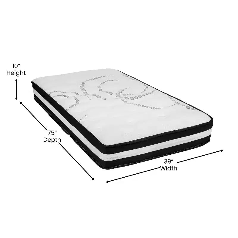 Lit plateforme capitonné gris à boutons avec matelas 10 po, double, 1 personne