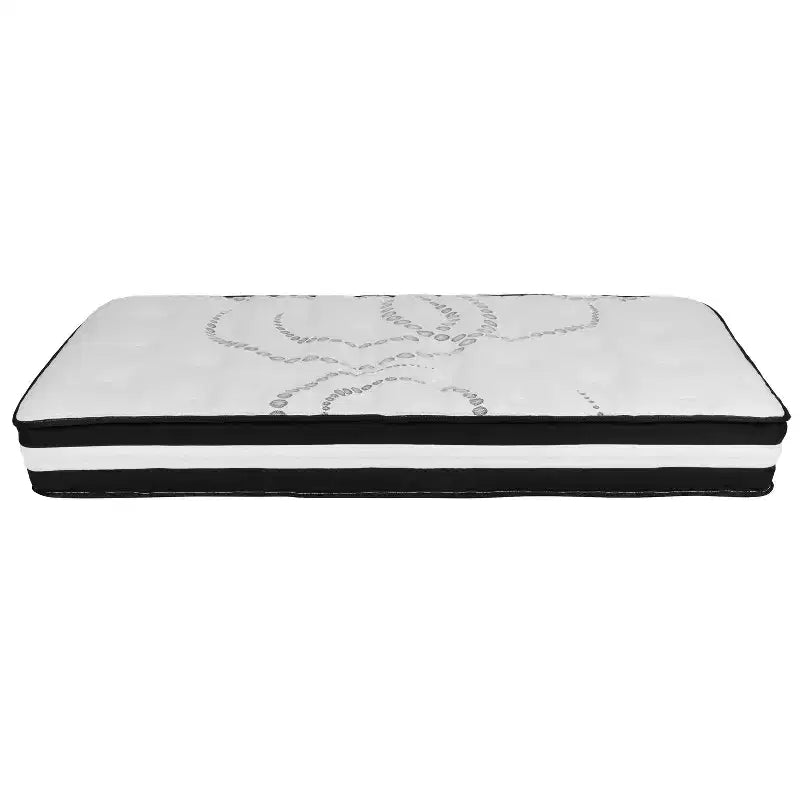 Lit plateforme capitonné gris à boutons avec matelas 10 po, double, 1 personne