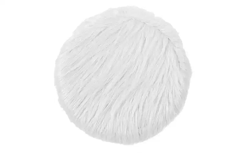 Pouf rond en fausse fourrure blanche avec pieds en bois – 1 personne