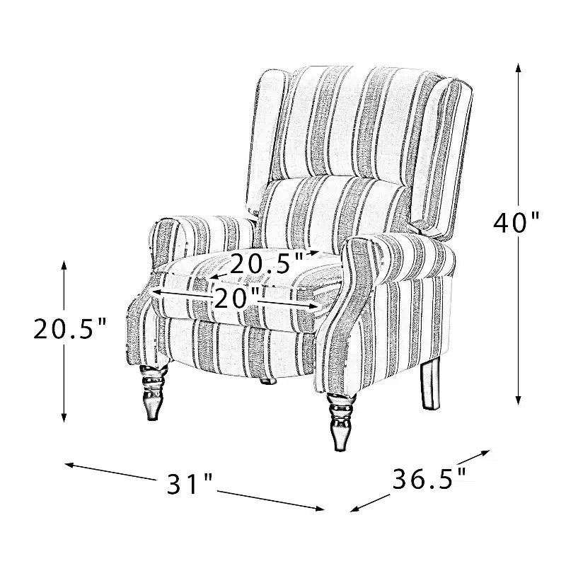 Fauteuil inclinable gris rembourré, à oreilles, manuel, 1 place