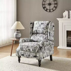 Fauteuil inclinable gris rembourré, à oreilles, manuel, 1 place