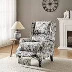Fauteuil inclinable gris rembourré, à oreilles, manuel, 1 place