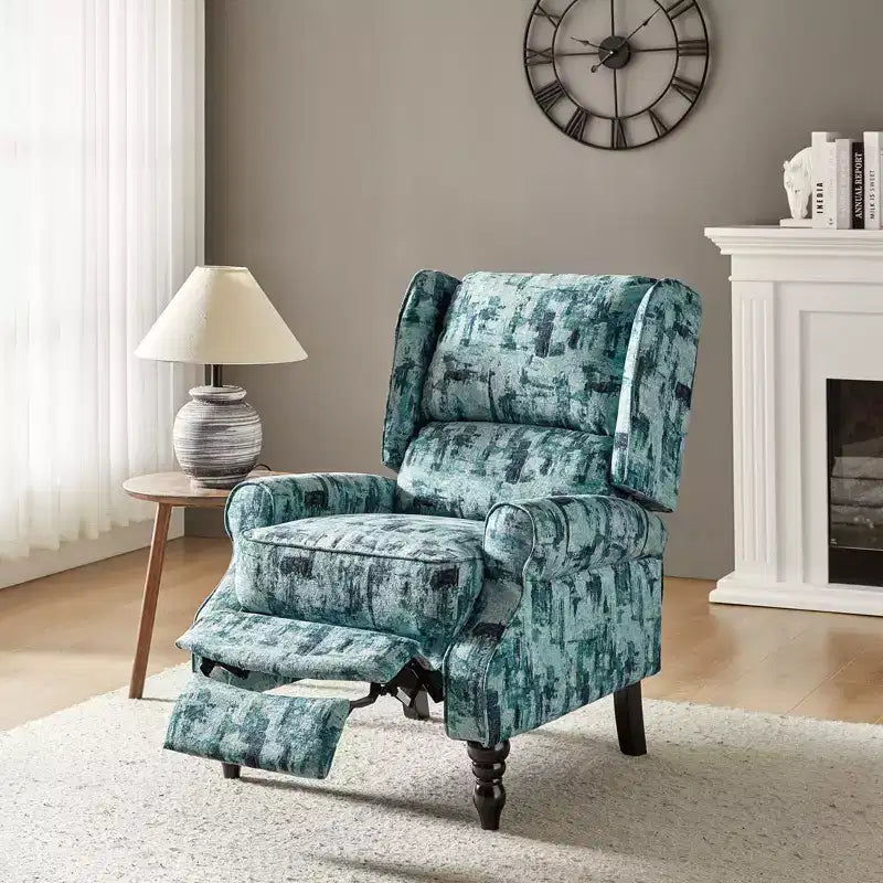 Fauteuil inclinable gris rembourré, à oreilles, manuel, 1 place