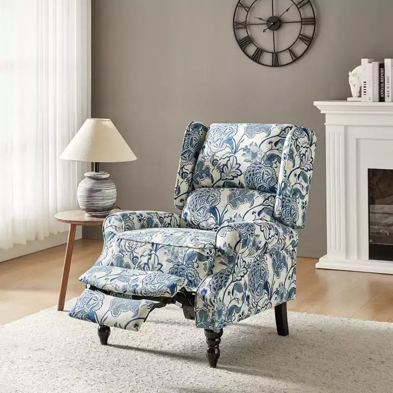 Fauteuil inclinable gris rembourré, à oreilles, manuel, 1 place