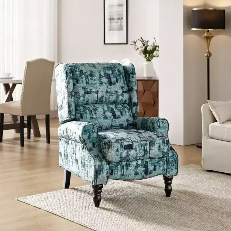 Fauteuil inclinable gris rembourré, à oreilles, manuel, 1 place