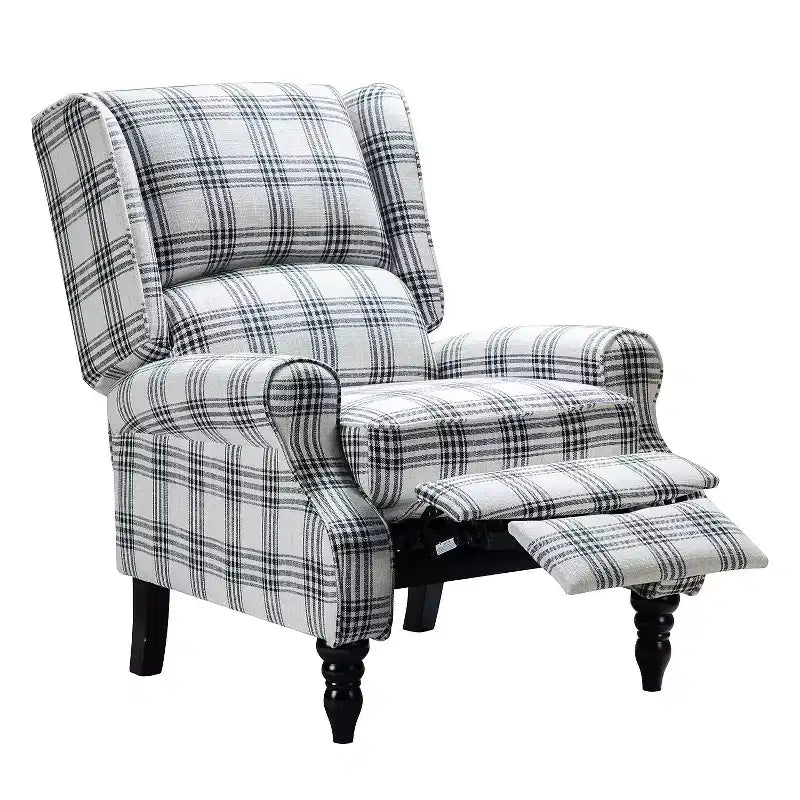 Fauteuil inclinable gris rembourré, à oreilles, manuel, 1 place