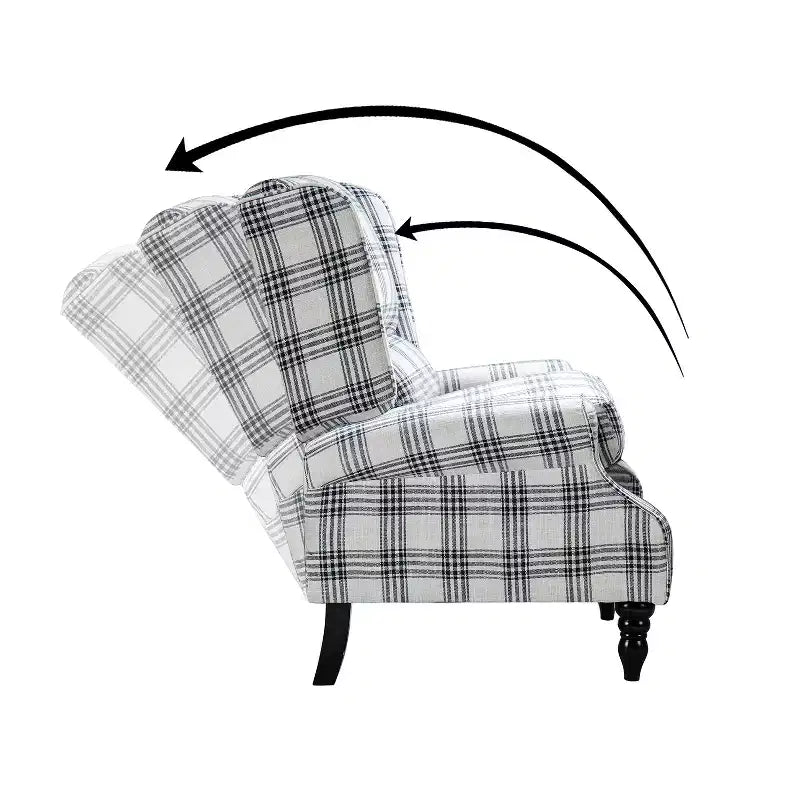 Fauteuil inclinable gris rembourré, à oreilles, manuel, 1 place