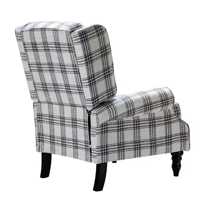 Fauteuil inclinable gris rembourré, à oreilles, manuel, 1 place