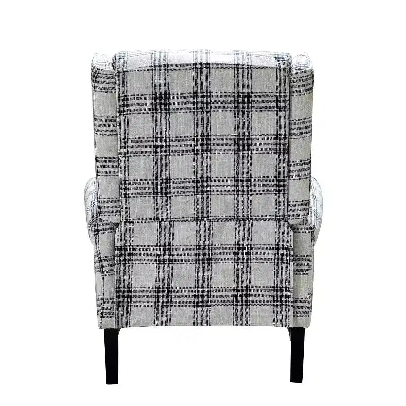 Fauteuil inclinable gris rembourré, à oreilles, manuel, 1 place