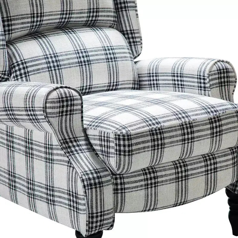Fauteuil inclinable gris rembourré, à oreilles, manuel, 1 place