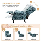 Fauteuil inclinable gris rembourré, à oreilles, manuel, 1 place