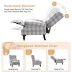 Fauteuil inclinable gris rembourré, à oreilles, manuel, 1 place