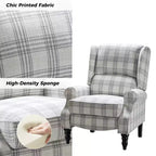 Fauteuil inclinable gris rembourré, à oreilles, manuel, 1 place