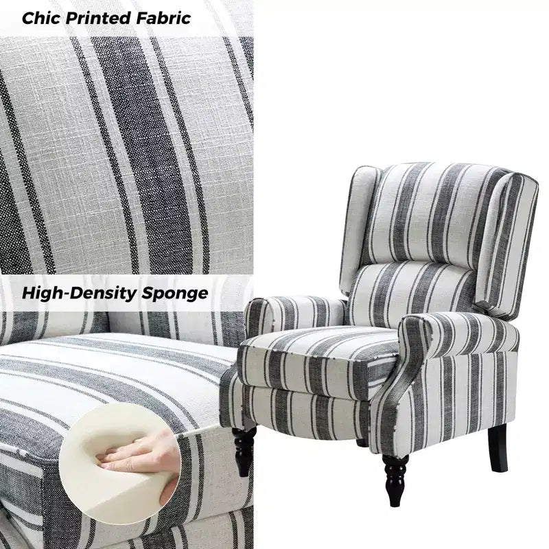 Fauteuil inclinable gris rembourré, à oreilles, manuel, 1 place