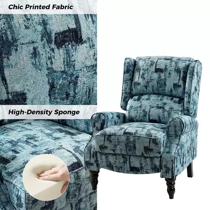Fauteuil inclinable gris rembourré, à oreilles, manuel, 1 place