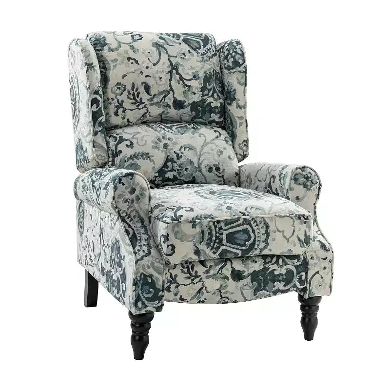 Fauteuil inclinable gris rembourré, à oreilles, manuel, 1 place