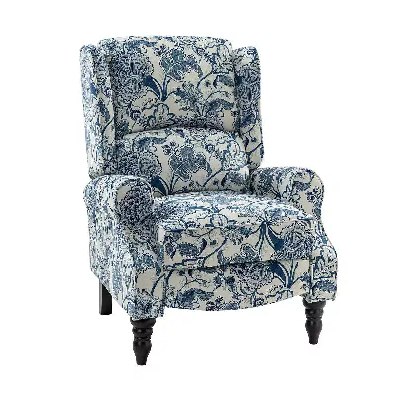 Fauteuil inclinable gris rembourré, à oreilles, manuel, 1 place