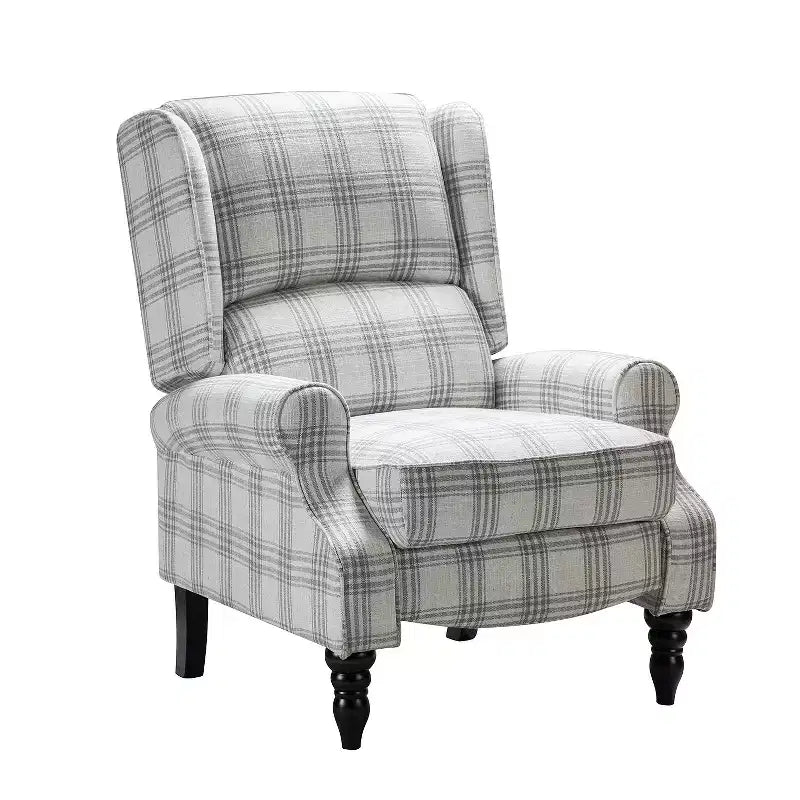 Fauteuil inclinable gris rembourré, à oreilles, manuel, 1 place