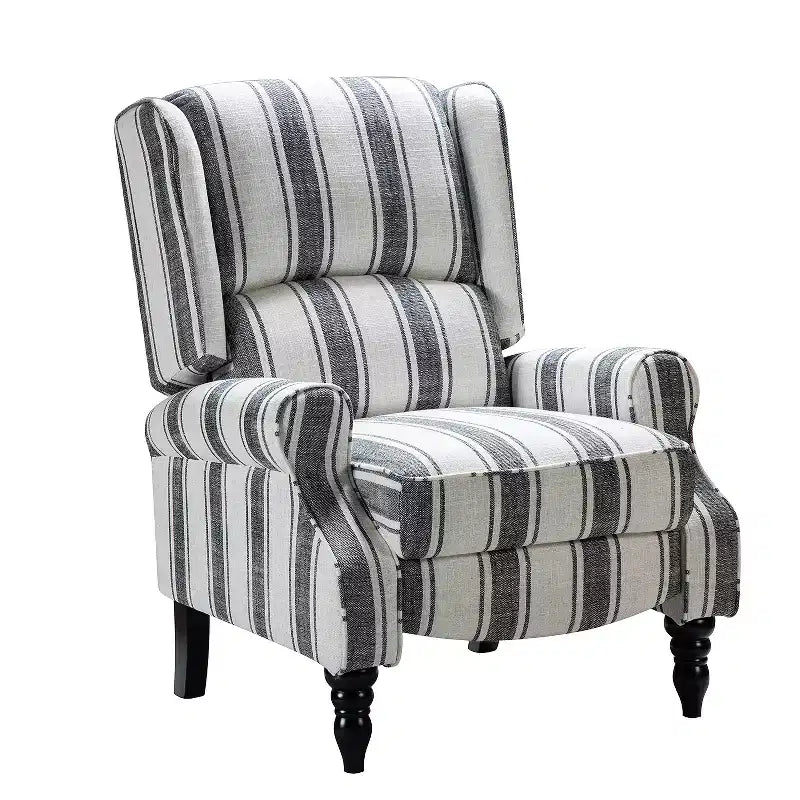 Fauteuil inclinable gris rembourré, à oreilles, manuel, 1 place